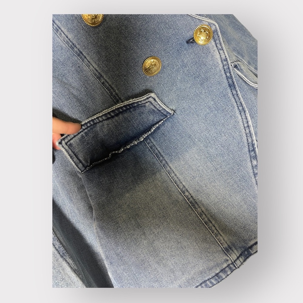 Dictionary Denim Blazer Jacket - Picture 2 of 12